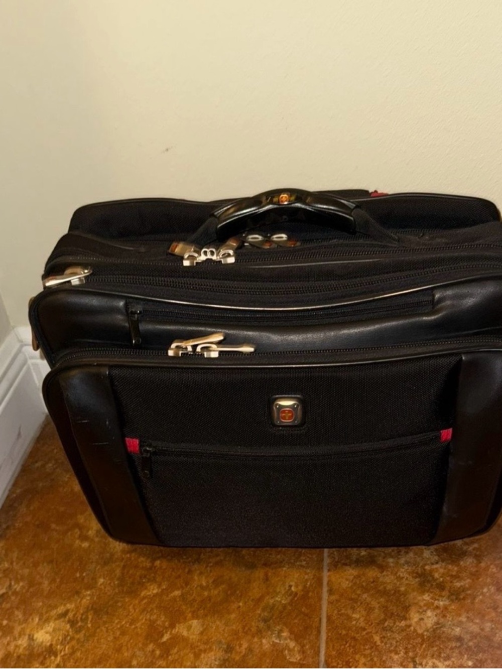 SwissGear Black Laptop Briefcase with Red Accents